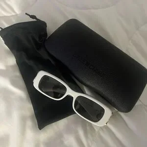 Balenciaga White Sunglasses Timeless Design UV Protection Balenciaga BB0260S 003 Rectangular Sunglasses | Designer  main image 4
